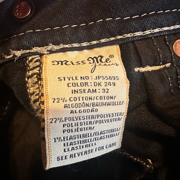 Miss Me Jeans Women’s Size 27 Signature Rise Skinny Dark Wash Bling Pocket - Picture 10 of 10